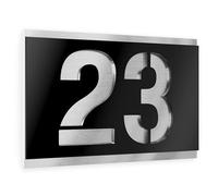 Graviers Design Plaque Numéro de Maison | Chiffres personnalisables | 160 x 110 mm Noir | Acier inoxydable | Fabriqué en Allemagne