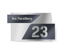 Graviers Design Plaque Numéro de Maison | Chiffres personnalisables | 160x110 mm Anthracite RAL 7016 | Acier inoxydable | Fabriqué en Allemagne