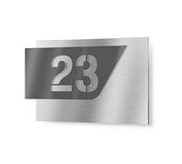 Graviers Design Plaque Numéro de Maison | Chiffres personnalisables | 215x150 mm Anthracite métallisé | Acier inoxydable | Fabriqué en Allemagne