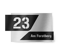 Graviers Design Plaque Numéro de Maison | Chiffres personnalisables | 380x264 mm Noir | Acier inoxydable | Fabriqué en Allemagne