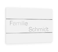 Graviers Design Plaque Numéro de Maison et Nom | Lettres personnalisables | 160 x 110 mm Blanc | Acier inoxydable | Fabriqué en Allemagne