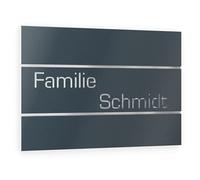 Graviers Design Plaque Numéro de Maison et Nom | Lettres personnalisables | 160 x 110 mm Gris Anthracite RAL 7016 | Acier inoxydable | Fabriqué en Allemagne