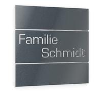 Graviers Design Plaque Numéro de Maison et Nom | Lettres personnalisables | 230 x 230 mm Gris anthracite métallisé | Acier inoxydable | Fabriqué en Allemagne