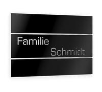 Graviers Design Plaque Numéro de Maison et Nom | Lettres personnalisables | 250 x 175 mm Noir | Acier inoxydable | Fabriqué en Allemagne