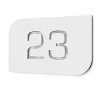 Graviers Design plaque numéro de maison extérieure - format 250x175 mm, finition blanc, acier inox V2A, personnalisable
