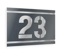 Graviers Design plaque numéro de maison pour extérieur - 160x110 mm, finition anthracite métallisé, acier inox V2A, personnalisable