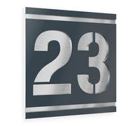 Graviers Design plaque numéro de maison pour extérieur - 230x230 mm, finition anthracite RAL 7016, acier inox V2A, personnalisable