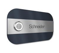 Graviers Design Sonnette de porte multi-famille avec LED bouton-poussoir 1 nom gravure - V2A acier inoxydable 140x80 mm revêtu par poudre RAL 7016 - encastrement au choix en saillie pour d'entrée
