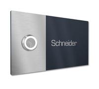 Graviers Design Sonnette d'immeuble avec LED Bouton de sonnette 1 nom gravure - V2A acier inoxydable 140x80 mm revêtu par poudre RAL 7016 - encastrement au choix en saillie