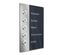 Graviers Design Sonnette d'immeuble avec LED Bouton de sonnette 5 noms gravure - V2A acier inoxydable 140x220 mm revêtu par poudre RAL 7016 - encastrement au choix en saillie