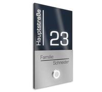 Graviers Design V2A sonnette de porte en acier inoxydable avec rue numéro de maison noms gravure - 110x180mm bouton LED plaque design moderne RAL 7016 acrylique anthracite