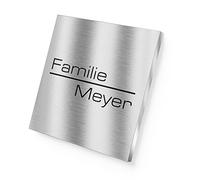 Graviers Plaque nominative en acier inoxydable avec gravure en acier inoxydable - Plaque de boîte aux lettres avec nom pour la porte d'entrée - Autocollante, vis sans tête ou colle en silicone