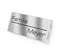 Graviers Plaque nominative en acier inoxydable avec gravure en acier inoxydable - Plaque de boîte aux lettres avec nom pour la porte d'entrée - Plaque de porte, sonnette de porte 8,5 x 3 cm