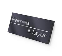 Graviers Plaque nominative en acier inoxydable avec gravure RAL7016 - Plaque de boîte aux lettres avec nom pour la porte d'entrée - Plaque de porte, plaque de sonnette de porte 8,5 x 3 cm