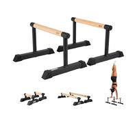 Gravity Fitness Parallèles Moyennes avec Poignées en Bois Hybrides - Barres Stables pour Calisthénie, Gymnastique, Poids du Corps, Idéales pour Salle de Sport à Domicile ou Commerciale