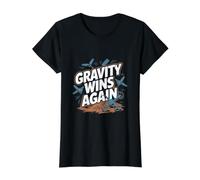 Gravity Wins Again - Drone Pilot RC Quadricopter Crash T-Shirt Graphique avec Valeur, Femme, Noir, S