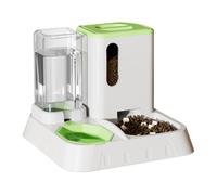 Gravty Pet Feeder Waterer - Clear Detachable Storage Bin Extra Volume Reservoir, 11.81x11.81x10.24 inches Spill Reducing Auto Refill System Easy Cleaning, Duals Bowl Station | Daily Care Setup