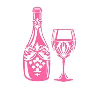 gravure à l'encre de vin dessinée à la main, illustration de boisson vintage Stickers lettrage 50.4x70.8cm Amovible sans laisser de colle Rose