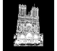 Gravure ancienne de la cathédrale de Reims, région Grand Est Stickers muraux en vinyle 50.4x73.1cm Peinture murale artistique Blanc