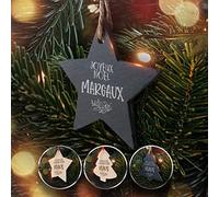 GRAVURE CONCEPT Boule de Noël Personnalisable - Déco de Noël Gravée avec Prénom Personnalisé (Étoile Ardoise)