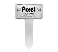 GRAVURE CONCEPT Plaque Funéraire pour Animaux - Stèle Commémorative Personnalisable PVC (Chien/Chat etc) - (Modèle 3 / Blanc Texte Noir)