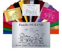 GRAVURE CONCEPT Polychlorure de vinyle Plaque De Maison Famille Personnalisée Pour Boite Aux Lettres - Plaque Family PVC À Personnaliser - 12x8cm - 24 Motifs Disponibles (Gris Alu Brillant)
