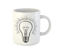 Gravure D'Ampoule, Lampe Vintage, Dessin, Gravure Sur Bois, Idée, Invention Tasse À Café Durable Tasse À Thé Drôle Mug Cadeaux Fantaisie Pour Bureau Collègue Noël 330Ml