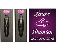Gravure Events 2 Flûtes à Champagne Gravées Modèle Cœurs avec 2 Boîtes Cadeaux - Cadeau de Mariage pour Les Mariés : repas, Invité au vin d'honneur, Anniversaire - Verre capacité 17cl