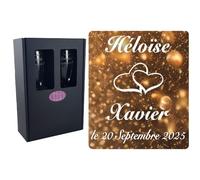 Gravure Events 2 Flûtes à Champagne Gravées Modèle Cœurs avec Coffret cartonné - Cadeau de Mariage pour Les Mariés : repas, Invité au vin d'honneur, Anniversaire - Verre capacité 17cl