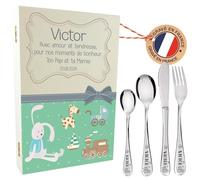 Gravure Events Coffret Bois 4 Couverts Enfant Acier Inoxydable
