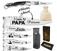 Gravure Events - Couteau avec Tire Bouchon Marque Laguiole Bougna personnalisé avec dessin et prénom gravé - Cadeau pour homme : fête des pères, papa, papi, papy anniversaire, noël