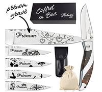 Gravure Events - Couteau + Coffret en bois. Couteau personnalisé avec prénom et dessin gravé - Marque Herbertz - Cadeau pour homme ou femme : Saint valentin, Noël, Anniversaire, Fête des Pères...