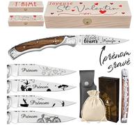 Gravure Events - Couteau Marque Laguiole Bougna personnalisé avec dessin et prénom gravé - Cadeau pour homme : fête des pères, papa, grands pères (papi, papy) anniversaire, noël Cadeau Saint Valentin