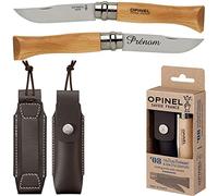 Gravure Events - Couteau Opinel n°8 personnalisé avec prénom gravé - Cadeau pour homme : fête des pères, papa, tonton, grands pères (papi, papy) anniversaire, noël (Couteau avec pochette cuir)