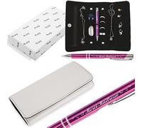 Gravure Events Etui Bijoux Pierre Delone avec le stylo rose gravé Merci Maîtresse - Cadeau institutrice, professeur des écoles primaire ou maternelle - fin d'année scolaire