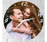 Gravure Events Grande Horloge Personnalisée avec Votre Photo - Diamètre 28,5 cm - Cadeau Personnalisable Saint-Valentin Noël Anniversaire Mariage