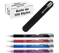 Gravure Events LOT de 100 Stylos personnalisés Entreprise - Stylo à bille publicitaire gravé - Objet de communication professionnelle Cadeau de noël de fin d'année pour vos clients Goodies