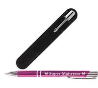 Gravure Events Stylo Cadeau pour la Maîtresse de votre enfant (avec Pochette Velours) - institutrice, professeur des écoles primaire ou maternelle (Super Maîtresse)