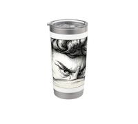 Gravure Lucifer The Fallen Angel Blackwork Gobelet isotherme en acier inoxydable double paroi