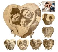 Gravure photo personnalisée sur bois en forme de cœur. Idée cadeau fête des mères, grand-mère, naissance, mariage, saint valentin, anniversaire, meilleure amie. 2 tailles (S (16,5x17,5cm))