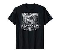 Gravure sur Bois du lac Majeur Italie T-Shirt Graphique avec Valeur