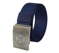 Gravurmanufaktur Ceinture de pantalon avec inscription « Dieu de pompier » - En textile ou en cuir - 4 cm - Noir ou bleu foncé - Longueur unique - Peut être raccourci - Bleu - Taille Unique