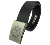 Gravurmanufaktur Ceinture de pantalon avec inscription « Dieu de pompier » - En textile ou en cuir - 4 cm - Noir ou bleu foncé - Longueur unique - Peut être raccourci