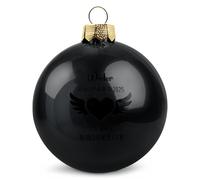 GRAVURZEILE Boule de Noël avec gravure - Cœur d'ailes - Personnalisable avec nom et date - Cadeau de souvenir - Boule de Noël festive comme décoration de Noël - Couleur : noir brillant - Taille : 8 cm