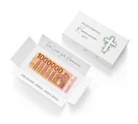 GRAVURZEILE - Emballage cadeau - Communion V1 - Votre premier million - Personnalisé avec nom et texte souhaité - Boîte cadeau personnelle comme cadeau d'argent pour garçons et filles - 22,5 x 12 x