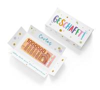GRAVURZEILE - Emballage cadeau - Créé - Votre premier million - Personnalisé avec nom et texte souhaité - Boîte cadeau personnelle comme cadeau d'argent pour l'obtention d'un diplôme scolaire - 22,5 x