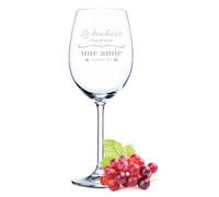 GRAVURZEILE Leonardo Verre à vin - Le bonheur est une amie comme vous d'avoir un design - Gravure au laser de qualité supérieure - Capacité maximale : 460 ml - Cadeau pour vos amis, votre famille et