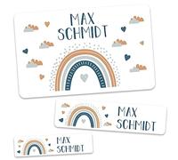 GRAVURZEILE Lot de 100 étiquettes d'école - Arc-en-ciel - Personnalisables avec nom - 3 tailles - Pour écrire des fournitures scolaires, cahiers, livres, cadeaux de rentrée des classes - Couleur :