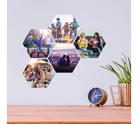 GRAVURZEILE Lot de 6 tableaux en acrylique Hexagon avec photo - Cadeau pour maman, papa, amis et famille - Tableau mural créatif - Lot de 6
