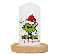 GRAVURZEILE Petite bougie imprimée - Grinch Mimimi - Décoration de table festive avec motif coquin - Cadeau de Noël pour elle et lui - Bougie pilier de haute qualité Blanc - 120/58 mm